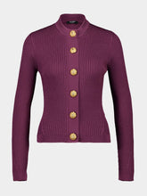 Balmain Purple Fitted Knit Cardigan