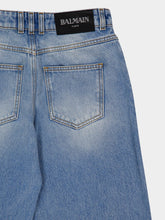Balmain Blue Straight-Leg Faded Denim Jeans