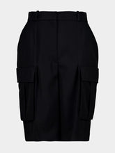 Black Wool Cargo Bermuda Shorts