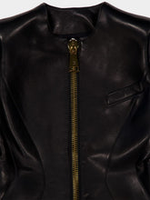 Balmain Black Cropped Peplum Lambskin Jacket