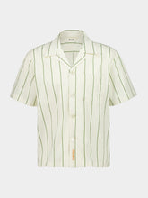 Bode Celery Stripe Short-Sleeve Cotton Shirt