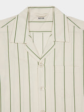 Bode Celery Stripe Short-Sleeve Cotton Shirt
