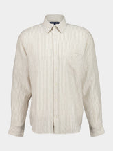 Frescobol Carioca Khaki Striped Linen Button-Up Shirt