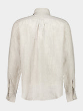 Frescobol Carioca Khaki Striped Linen Button-Up Shirt