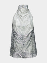 Stella McCartney Silver Metallic Velvet Halterneck Top