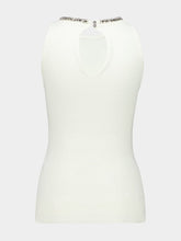 Rabanne Cream Sleeveless Jeweled Knit Top