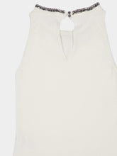 Rabanne Cream Sleeveless Jeweled Knit Top