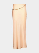 Rabanne Salmon Satin Skirt with Chain Detail