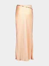 Rabanne Salmon Satin Skirt with Chain Detail