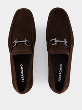 Ferragamo Brown Suede Gancini Loafers