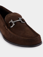 Ferragamo Brown Suede Gancini Loafers