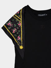 Dolce & Gabbana Black Cotton T-Shirt with Scarf Detail