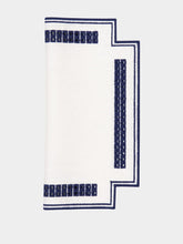 Borgo Delle Tovaglie Erica Antistain Linen Placemat in Ivory and Blue
