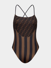 Fendi Brown FF Pequin Reversible Swimsuit
