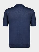 120% Lino Marine Blue Linen Polo Shirt