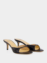 Francesco Russo Black Mule in Shiny Watersnake Leather