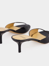 Francesco Russo Black Mule in Shiny Watersnake Leather