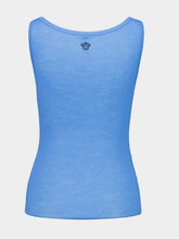 Versace Blue Embroidered Ribbed Wool Tank Top