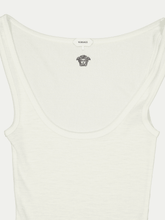 Versace White Embroidered Ribbed Wool Tank Top