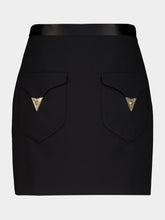 Versace Black Wool A-Line Mini Skirt