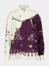 Versace Purple and White Stolen Jewels Silk Shirt