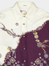 Versace Purple and White Stolen Jewels Silk Shirt
