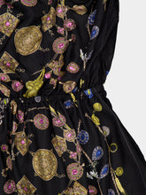 Versace Black Broken Jewels Silk Midi Dress