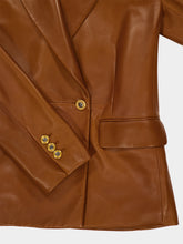 Versace Brown Nappa Plongé Leather Blazer