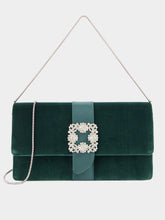 Manolo Blahnik Green Velvet Capri Clutch Bag