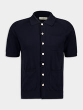 Piacenza 1733 Navy Blue Short-Sleeve Button-Up Shirt