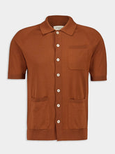 Piacenza 1733 Brick Red Short-Sleeve Button-Up Shirt