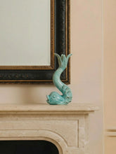 Jean Roger Celadon Blue Dolphin Ceramic Candle Holder