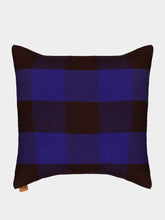 Ferm Living Chocolate and Bright Blue Checked Grand Cushion