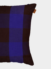 Ferm Living Chocolate and Bright Blue Checked Grand Cushion