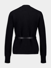 Ferragamo Black Wool Cardigan with Leather Belt