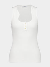 White Ribbed Cotton Vest with Sculpted Neckline