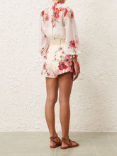 Zimmermann Cream Floral Ruffled Neckline Blouse