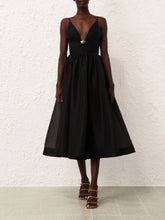 Zimmermann Black Illustration V Neck Midi Dress