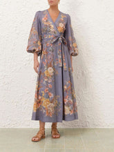 Zimmermann Teal Multi Floral Wrap Dress