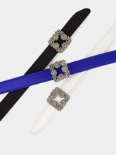 Manolo Blahnik Black Hangisi Belt Mini Satin Crystal Buckled Belt