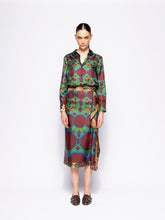 Paula Wisteria Octa Print Wrap Skirt in Double Printed Silk Twill