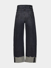 Mother Black Wash Half Pipe Flood Wide Leg Cropped Jeans