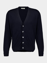 Piacenza 1733 Navy Blue V-Neck Buttoned Cotton Cardigan