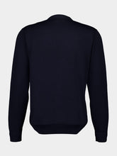 Piacenza 1733 Navy Blue V-Neck Buttoned Cotton Cardigan