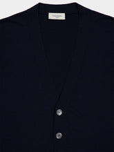 Piacenza 1733 Navy Blue V-Neck Buttoned Cotton Cardigan