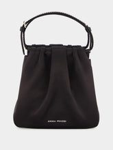 Amina Muaddi Vittoria Black Satin Bag with Crystal Handle