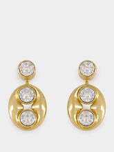 Amina Muaddi Gold Iris Earrings with White Crystals