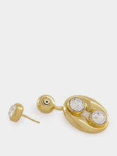 Amina Muaddi Gold Iris Earrings with White Crystals