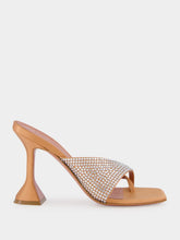 Amina Muaddi Shiona Latte Satin Slipper with Crystals