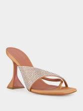 Amina Muaddi Shiona Latte Satin Slipper with Crystals